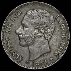 Spain 1885 Alfonso XII Silver 5 Pesetas Obverse
