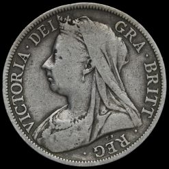 1895 Queen Victoria Veiled Head Silver Half Crown Obverse