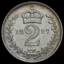1897 Queen Victoria Veiled Head Silver Maundy Twopence Reverse
