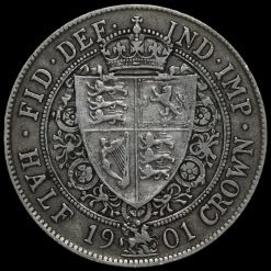 1901 Queen Victoria Veiled Head Silver Half Crown Reverse