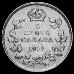 Canada 1917 George V Silver 5 Cents Reverse