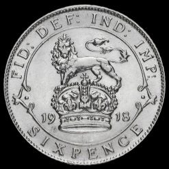 1918 George V Silver Sixpence Reverse