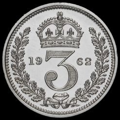 1962 Elizabeth II Silver Maundy Threepence Reverse
