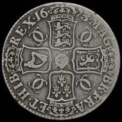 1673/2 (3 over 2) Charles II Early Milled Silver Vicesimo Quinto Crown Reverse