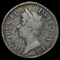 1687 James II Early Milled Silver Maundy Twopence Obverse