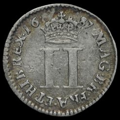 1687 James II Early Milled Silver Maundy Twopence Reverse
