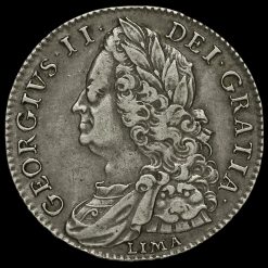 1746 George II Early Milled Silver Lima Half Crown Obverse