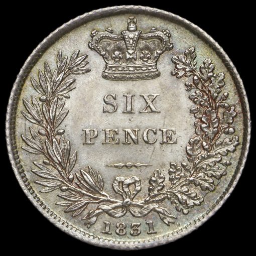 1831 William IV Milled Silver Sixpence Reverse