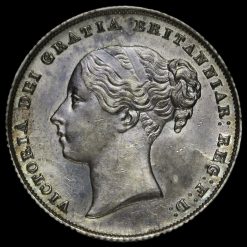 1856 Queen Victoria Young Head Silver Shilling Obverse