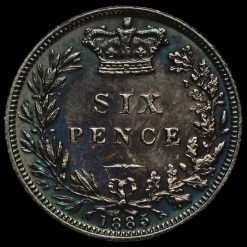 1885 Queen Victoria Young Head Silver Sixpence Reverse