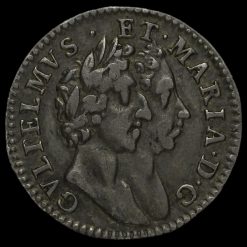 1689 William and Mary Early Milled Silver Maundy Fourpence Obverse
