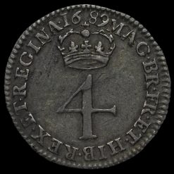 1689 William and Mary Early Milled Silver Maundy Fourpence Reverse
