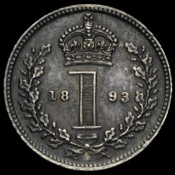 1893 Queen Victoria Veiled Head Silver Maundy Penny Reverse