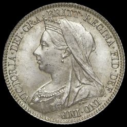 1895 Queen Victoria Veiled Head Silver Sixpence Obverse