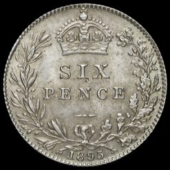 1895 Queen Victoria Veiled Head Silver Sixpence Reverse