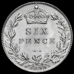 1899 Queen Victoria Veiled Head Silver Sixpence Reverse