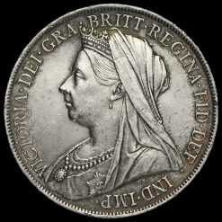 1900 Queen Victoria Veiled Head Silver LXIV Crown Obverse