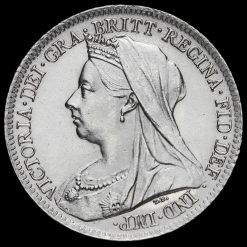 1900 Queen Victoria Veiled Head Silver Sixpence Obverse