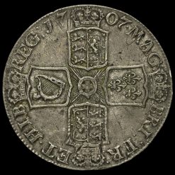 1707 Queen Anne Early Milled Silver Crown Reverse