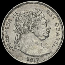 1817 George III Milled Silver 'Bull Head' Half Crown Obverse