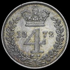 1872 Queen Victoria Young Head Silver Maundy Fourpence Reverse