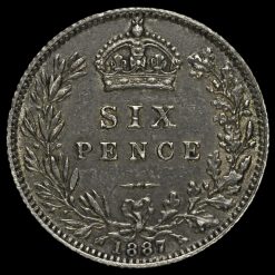 1887 Queen Victoria Jubilee Head Silver Wreath Sixpence Reverse