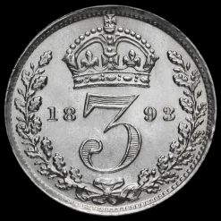 1893 Queen Victoria Veiled Head Silver Threepence Reverse