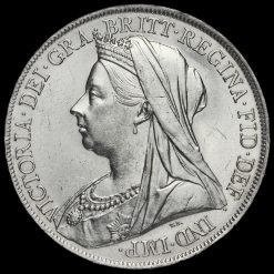 1900 Queen Victoria Veiled Head Silver LXIV Crown Obverse