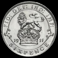 1911 George V Silver Sixpence Reverse