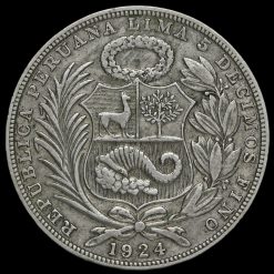 Peru 1924 Silver 1 Sol Obverse
