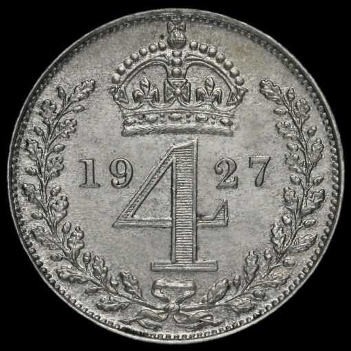 1927 George V Silver Maundy Fourpence Reverse