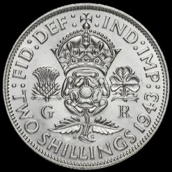 1943 George VI Silver Two Shilling Coin / Florin Reverse
