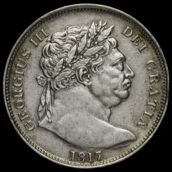 1817 George III Milled Silver 'Bull Head' Half Crown Obverse