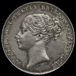 1866 Queen Victoria Young Head Silver Shilling Obverse