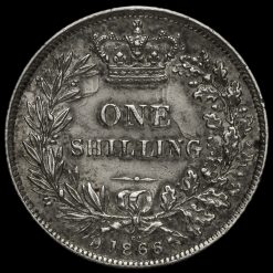 1866 Queen Victoria Young Head Silver Shilling Reverse