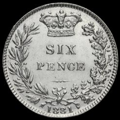 1881 Queen Victoria Young Head Silver Sixpence Reverse