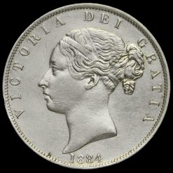 1884 Queen Victoria Young Head Silver Half Crown Obverse