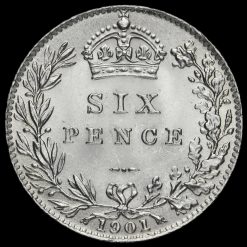 1901 Queen Victoria Veiled Head Silver Sixpence Reverse