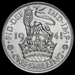 1941 George VI Silver English Shilling Reverse