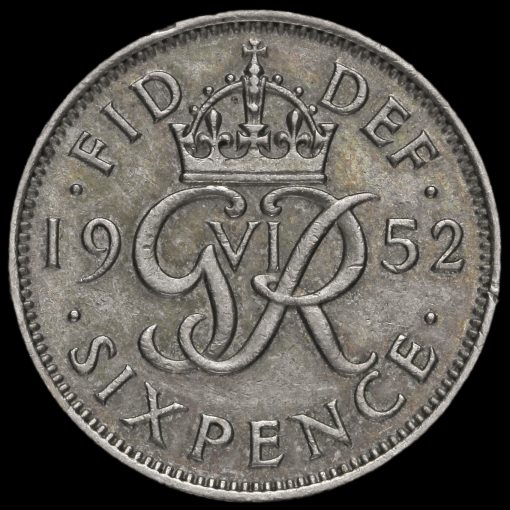 1952 VI Sixpence, Rare, AVF 1952 VI Sixpence, Rare, AVF