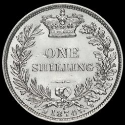 1874 Queen Victoria Young Head Silver Shilling Reverse