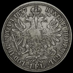 Austria - Habsburg 1877 Franz Joseph I Silver 1 Florin Reverse