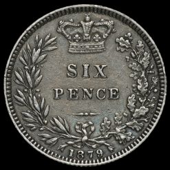 1879 Queen Victoria Young Head Silver Sixpence Reverse