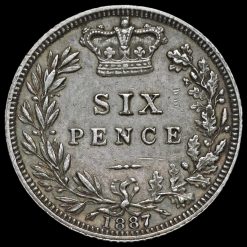 1887 Queen Victoria Young Head Silver Sixpence Reverse