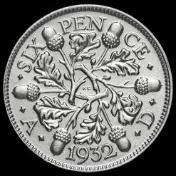 1932 George V Silver Sixpence Reverse