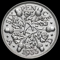 1933 George V Silver Sixpence Reverse
