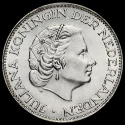 Netherlands 1961 Queen Juliana Silver 2 1/2 Gulden Obverse