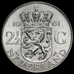 Netherlands 1961 Queen Juliana Silver 2 1/2 Gulden Reverse