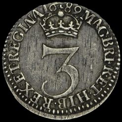 1689 William and Mary Early Milled Silver Maundy Threepence Reverse