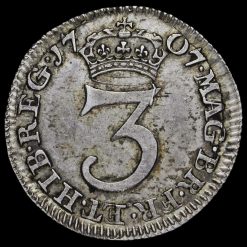 1707 Queen Anne Early Milled Silver Maundy Threepence Reverse